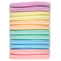 Lot de 12 élastiques pour cheveux en textile de couleur.