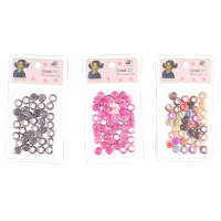 Lot de 45 Bagues de cheveux pour tresses en plastique de couleur. 3 coloris différents. Vendu par lot. Votre préférence en commentaires.