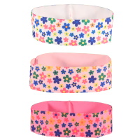 Bandeau élastique pour cheveux pour enfant en textile avec motifs de fleurs. 3 coloris différents. Vendu à l'unité.