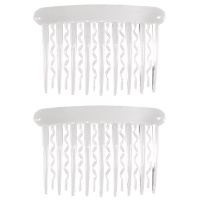 Lot de 2 peignes pour cheveux en plastique transparent.