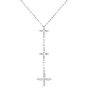 Ce collier en argent 925/000 rhodié, est orné d'oxydes de zirconium ronds à taille brillant. La composition raffinée et la symétrie parfaite mettent en valeur l'éclat des zirconium, sélectionnés pour leur clarté VVS1 et leur qualité de coupe Excellent. Un bijou transparent et poli, symbole d'élégance et de sophistication. Fermoir anneau ressort avec 4 cm de rallonge.