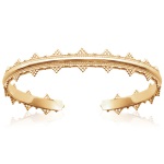 Bracelet jonc rigide ouvert motif couronne en plaqué or 18 carats.