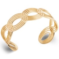 Bracelet manchette ouvert avec formes ovales en filigrane en plaqué or 18 carats.
