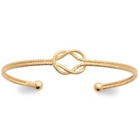 Bracelet jonc ouvert avec nœud en plaqué or 18 carats.