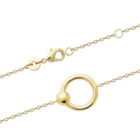 Bracelet composé d'une chaîne et d'un cercle et d'une pointe en plaqué or jaune 18 carats. Fermoir mousqueton avec anneaux de rappel à 16 et 18 cm.