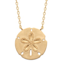 Collier avec pendentif rond avec fleur en relief en plaqué or jaune 18 carats.