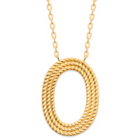 Collier composé d'une chaîne et d'un pendentif cercle ovale en plaqué or jaune 18 carats. Fermoir mousqueton avec anneaux de rappel à 40, 42 et 45 cm.