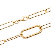 Bracelet chaîne avec un chaînon disposant d'un fermoir mousqueton en plaqué or jaune 18 carats.