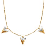 Collier avec triangles pendants en plaqué or et oxydes de zirconium.