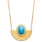 Collier avec pendentif en plaqué or et pierre d'imitation turquoise.