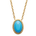 Collier avec pendentif en plaqué or et pierre d'imitation turquoise.