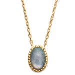 Collier avec pendentif en plaqué or et labradorite.