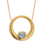 Collier en plaqué or et pendentif cercle avec labradorite.