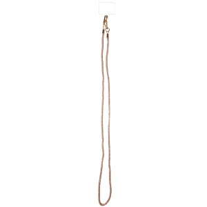 Cordon pour téléphone en strass et attaches en métal doré.