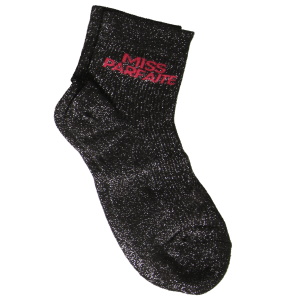 Paire de chaussettes scintillantes avec l'inscription Miss Parfaite.