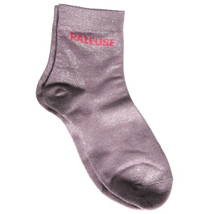 Paire de chaussettes scintillantes avec l'inscription Raleuse.