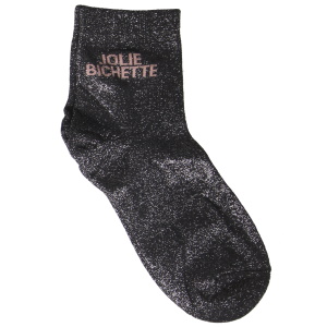 Paire de chaussettes scintillantes avec l'inscription Jolie bichette.