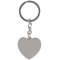 Porte-clés avec cœur en acier argenté. Gravure possible recto verso.