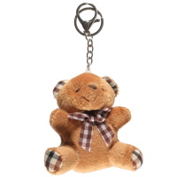 Porte clés avec un nounours en peluche en textile.