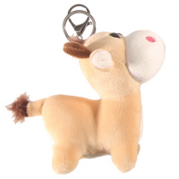 Porte-clés avec une vache en textile de couleur marron.
