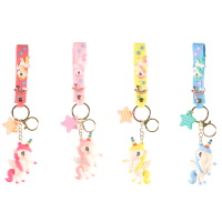 Porte clés fantaisie licorne avec poignée en silicone multicolore. 4 coloris différents. Vendu à l'unité, votre préférence en commentaire.