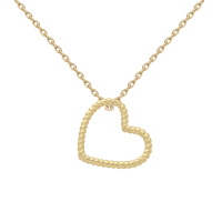 Collier composé d'une chaîne et d'un pendentif en forme de cœur en plaqué or jaune 18 carats. Fermoir anneau ressort avec 4 cm de rallonge.