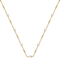 Collier composé d'une chaîne en plaqué or jaune 18 carats et de perles d'eau douce. Fermoir anneau ressort avec 4 cm de rallonge.
