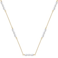 Collier composé d'une chaîne en plaqué or jaune 18 carats et de perles d'eau douce. Fermoir anneau ressort avec 4 cm de rallonge.