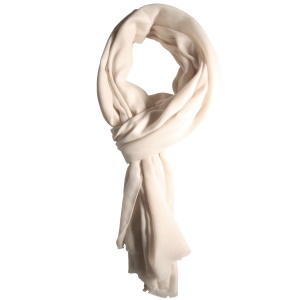 Foulard rectangulaire en 50% viscose et 50% coton de couleur beige.