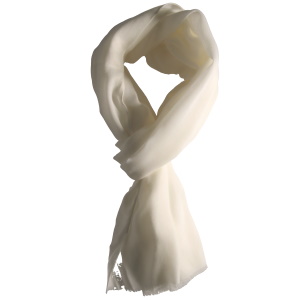 Foulard rectangulaire en 50% viscose et 50% coton de couleur blanc écru.