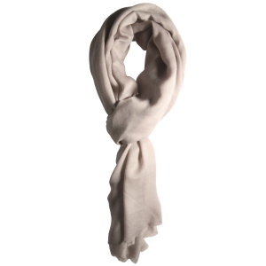 Foulard rectangulaire en 50% viscose et 50% coton de couleur taupe.