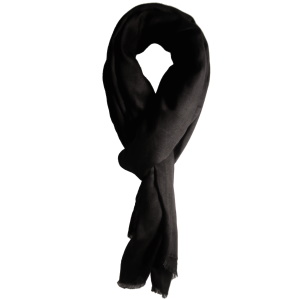 Foulard rectangulaire en 50% viscose et 50% coton de couleur noir.