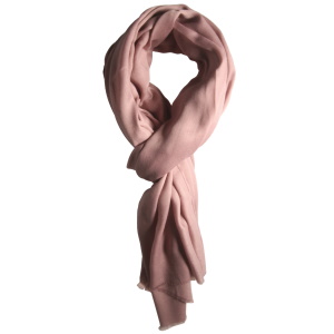 Foulard rectangulaire en 50% viscose et 50% coton de couleur rose.