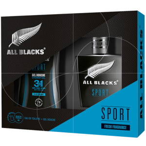 Coffret All Blacks Sport composé d'une eau de toilette et d'un gel douche. Découvrez un concentré d'excellence de l'équipe mythique All Blacks. Une gamme aux parfums uniques invitant tous les hommes autour d'un vrai rituel masculin. Des notes fraîches et masculines pour de véritables champions.