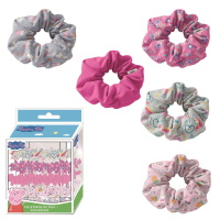 Lot de 5 chouchous élastiques pour cheveux Peppa Pig en polyester.