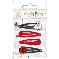 Lot de 4 clic-clacs pour cheveux pour enfants en métal recouvert de paillettes sur le thème de Harry Potter.