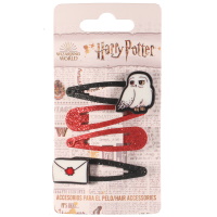 Lot de 4 clic-clacs pour cheveux pour enfants en métal recouvert de paillettes sur le thème de Harry Potter.