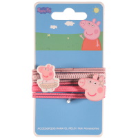 Lot de 8 élastiques pour cheveux pour enfants en textile de couleur avec personnages de Peppa Pig.