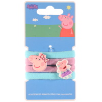 Lot de 8 élastiques pour cheveux pour enfants en textile de couleur avec personnages de Peppa Pig.