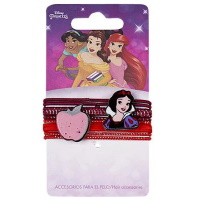Lot de 8 élastiques cheveux pour enfant en textile de couleur avec personnages et symboles des princesses Disney (Blanche neige).