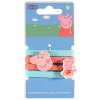 Lot de 4 élastiques pour cheveux pour enfants en lycra de couleur avec personnages de Peppa Pig.