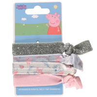 Lot de 4 élastiques pour cheveux sur le thème de Peppa Pig. S'utilise également en bracelet.