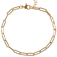 Bracelet composé d'une chaîne en acier doré. Fermoir mousqueton avec 4 cm de rallonge.