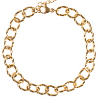 Bracelet composé d'une chaîne en acier doré. Fermoir mousqueton avec 4 cm de rallonge.