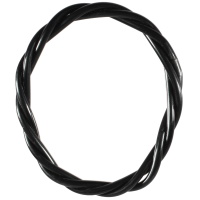 Bracelet bouddhiste jonc semi rigide de trois rangs tressés en tube de plastique de couleur noire.