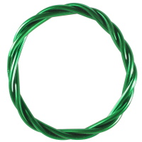 Bracelet bouddhiste jonc semi rigide de trois rangs tressés en tube de plastique de couleur verte.