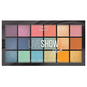 Palettes ombre à paupières Liveshow. Optez pour les palettes fards à paupières LIVESHOW pour un look glamour riche en couleurs ! Ses 18 teintes à la texture matte, brillante, satinée, nacrée, métallisée sont faciles à appliquer pour un résultat aux effets saisissants et des looks ultra sophistiqués !