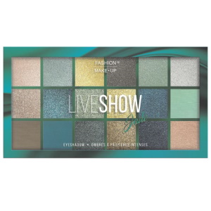 Palettes ombre à paupières Liveshow. Optez pour les palettes fards à paupières LIVESHOW pour un look glamour riche en couleurs ! Ses 18 teintes à la texture matte, brillante, satinée, nacrée, métallisée sont faciles à appliquer pour un résultat aux effets saisissants et des looks ultra sophistiqués !