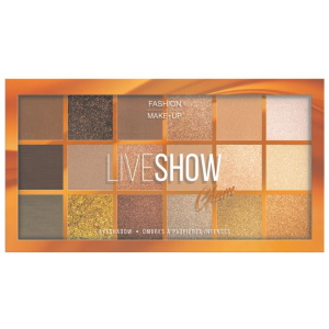 Palettes ombre à paupières Liveshow. Optez pour les palettes fards à paupières LIVESHOW pour un look glamour riche en couleurs ! Ses 18 teintes à la texture matte, brillante, satinée, nacrée, métallisée sont faciles à appliquer pour un résultat aux effets saisissants et des looks ultra sophistiqués !