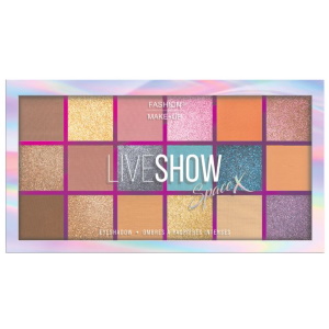 Palettes ombre à paupières Liveshow. Optez pour les palettes fards à paupières LIVESHOW pour un look glamour riche en couleurs ! Ses 18 teintes à la texture matte, brillante, satinée, nacrée, métallisée sont faciles à appliquer pour un résultat aux effets saisissants et des looks ultra sophistiqués !